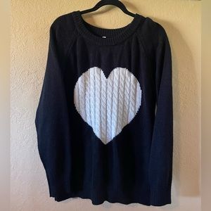 Black Sweater with White Heart